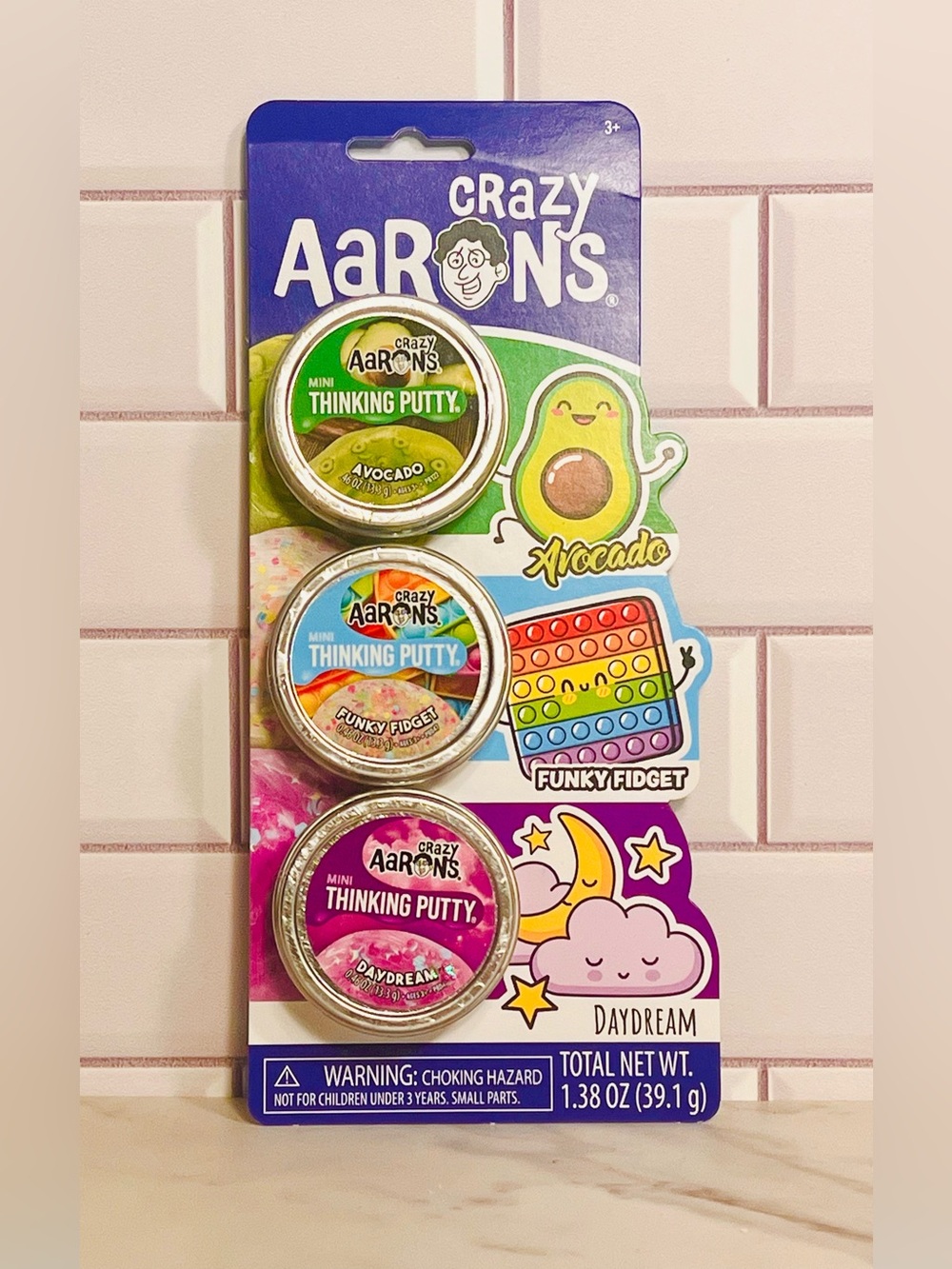 Crazy Aarons Mini Thinking Putty 3-Pack - Avocado, Funky Fidget, Daydream